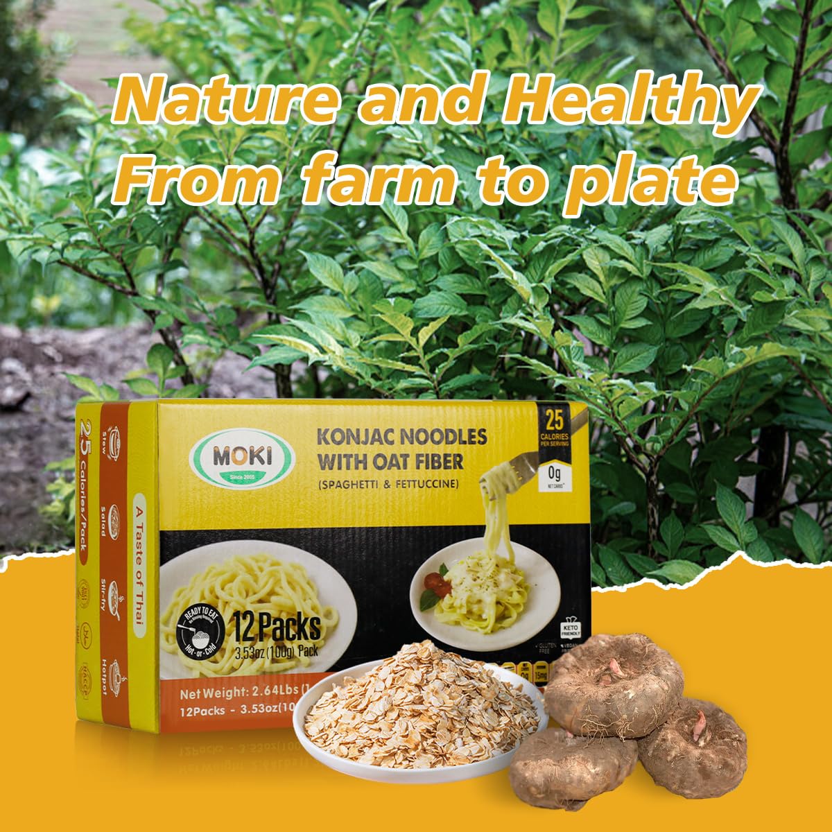 MOKI Konjac Noodles with Oat Fiber ready-to-eat serving.
