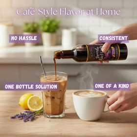 Moksh Premium Lavender Earl Grey Syrup label front showing premium packaging.