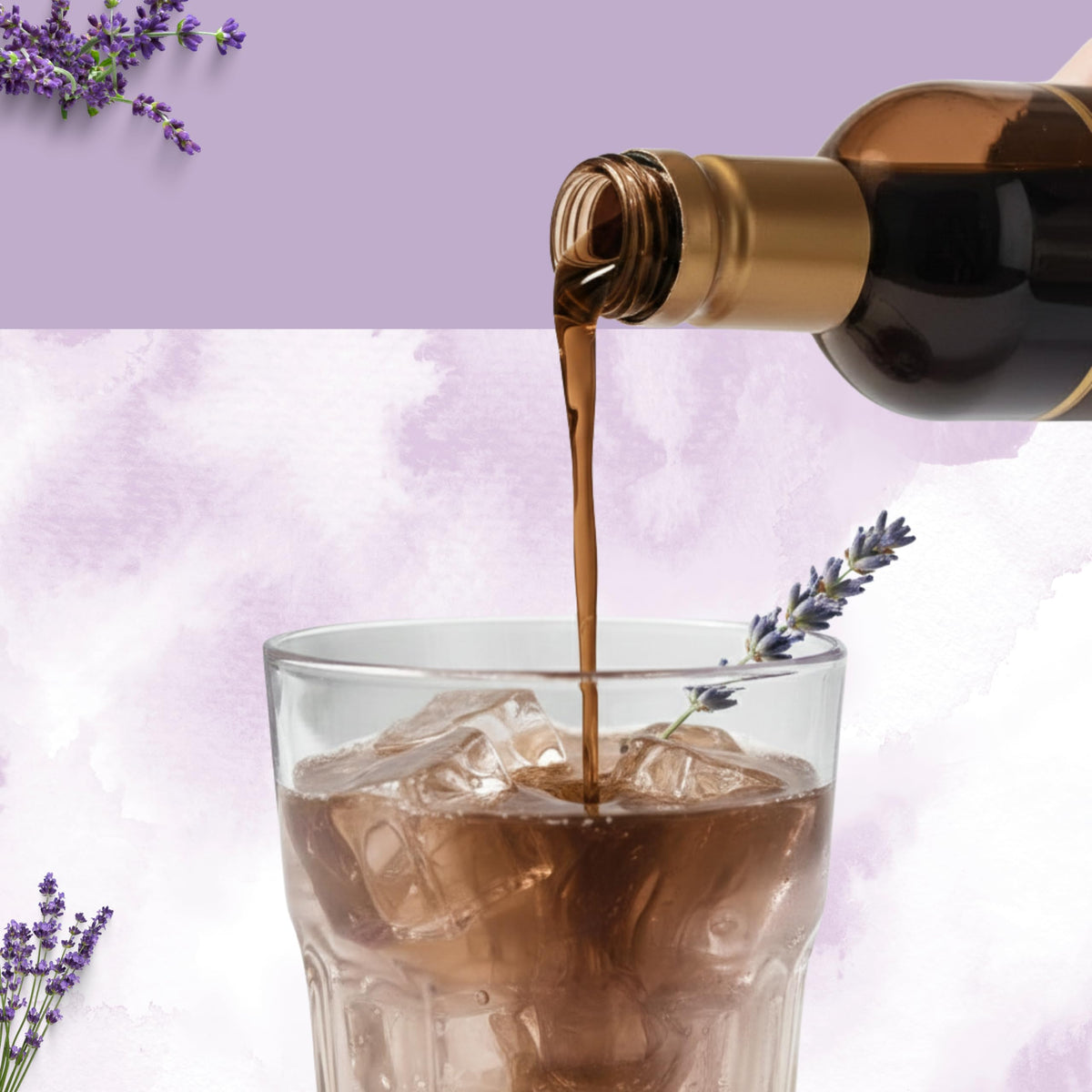 Moksh Premium Lavender Earl Grey Syrup slow-dispense pump for quick pours.