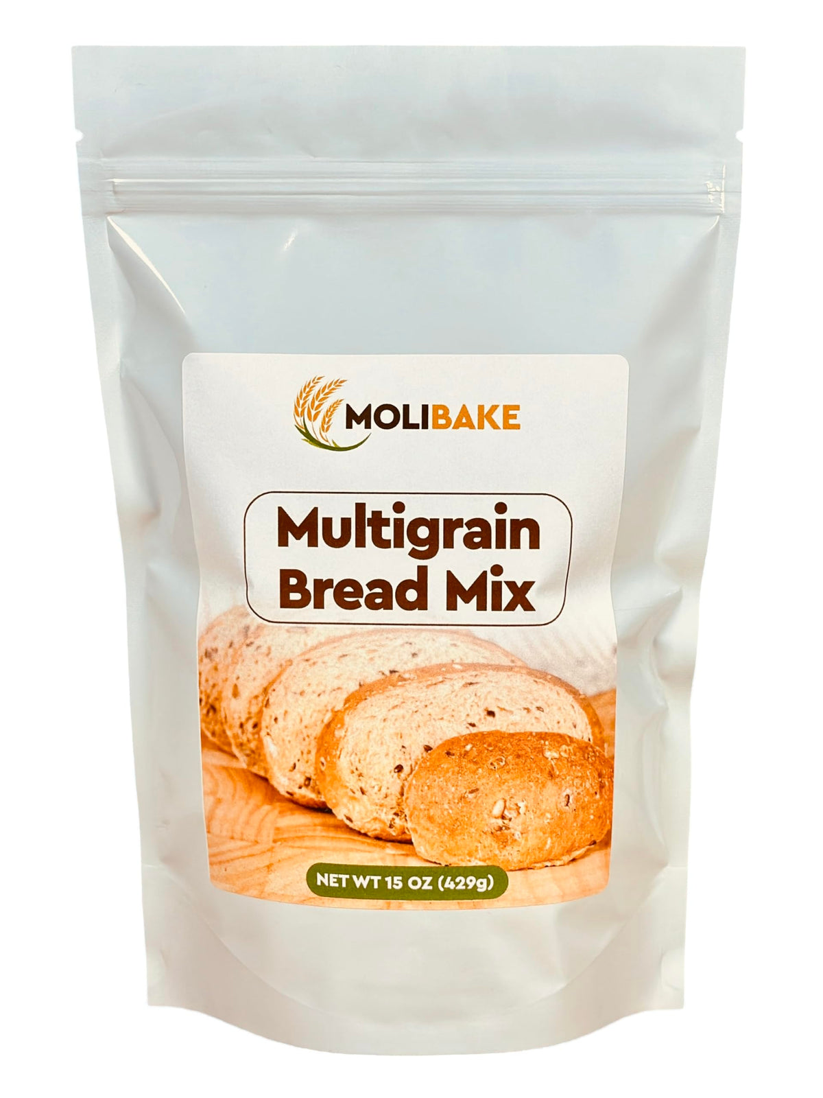 Molibake Multigrain Bread Mix front-pack highlighting natural ingredients for hearty bread
