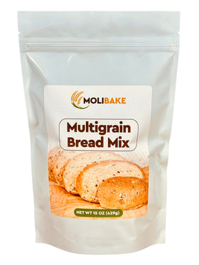 Molibake Multigrain Bread Mix front-pack highlighting natural ingredients for hearty bread