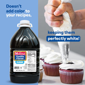 Molina Clear Vanilla Extract used in coffee and smoothies for subtle sweetness.