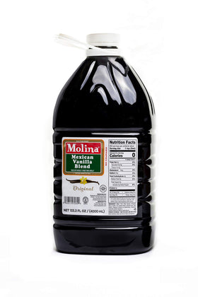 Molina Vanilla Blend bottle pour highlights smooth flavor infusion for desserts and beverages.