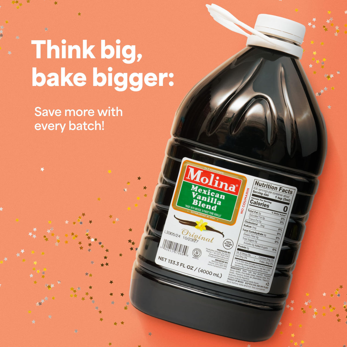 Molina Vanilla Blend pours into coffee, enhancing aroma and sweetness.