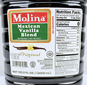 Molina Vanilla Original label close-up showing vanilla-vanillin blend.