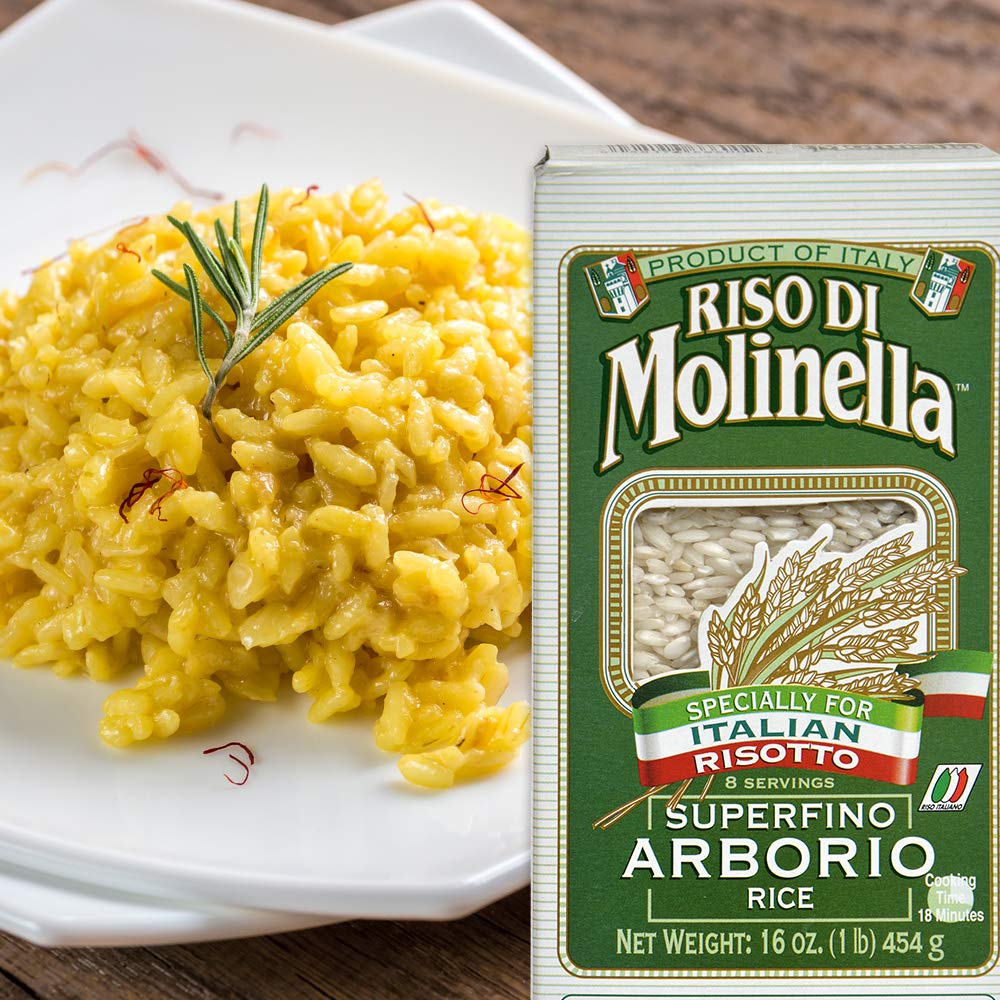Molinella Arborio Rice measured for creamy risotto texture
