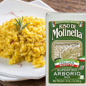 Molinella Arborio Rice measured for creamy risotto texture