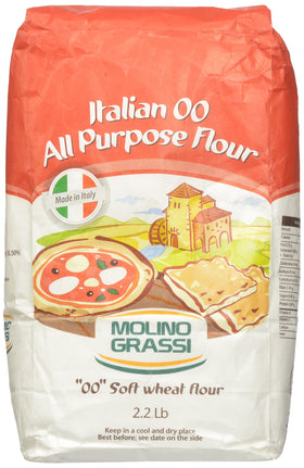 Molino Grassi Italian 00 flour package ideal for versatile baking and pizza dough.