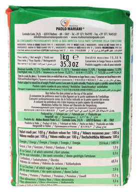 Manitaly flour bag closeup highlighting 2.2 lb packaging and authentic Italian wheat.