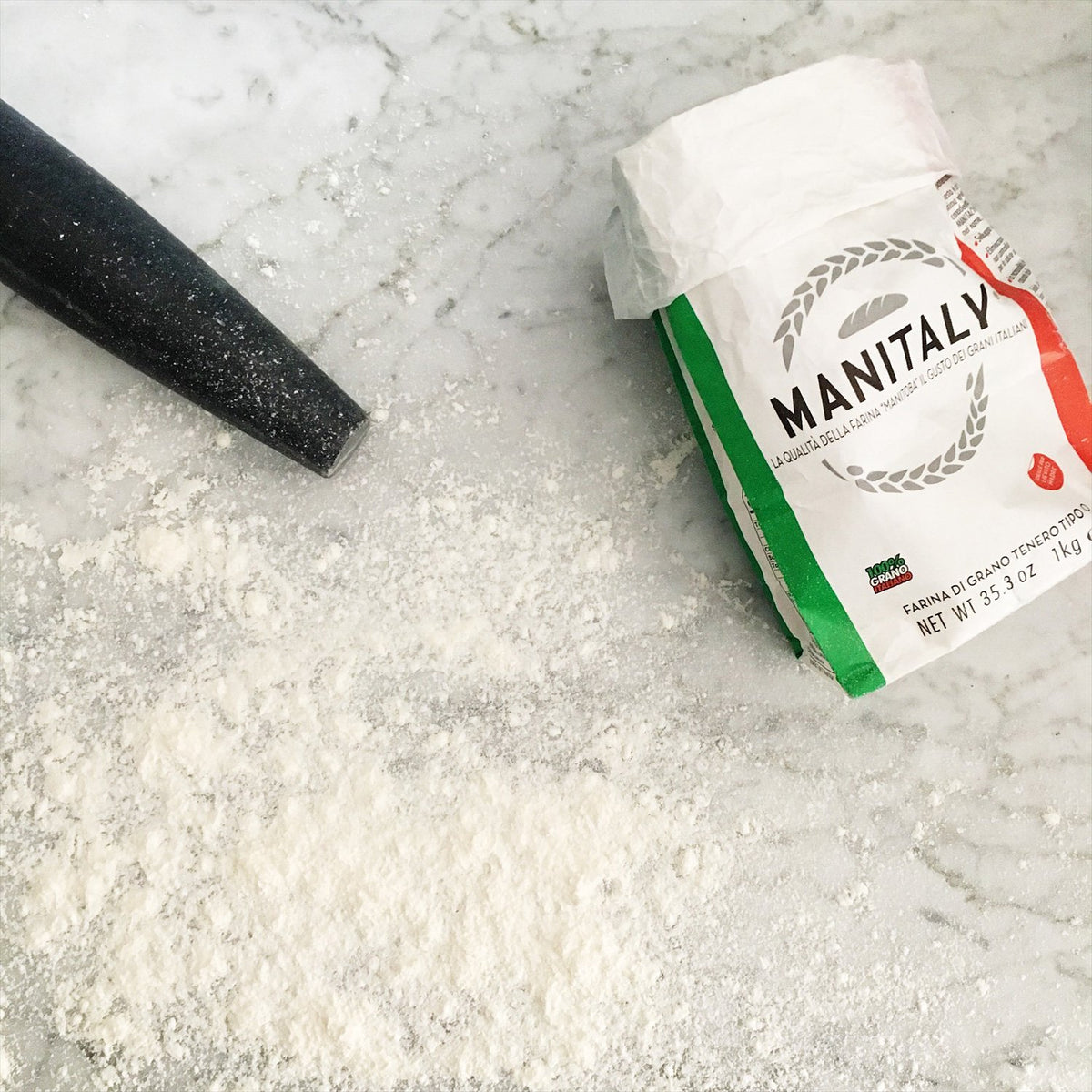 Flour pour into bowl illustrating high water absorption up to ninety percent.