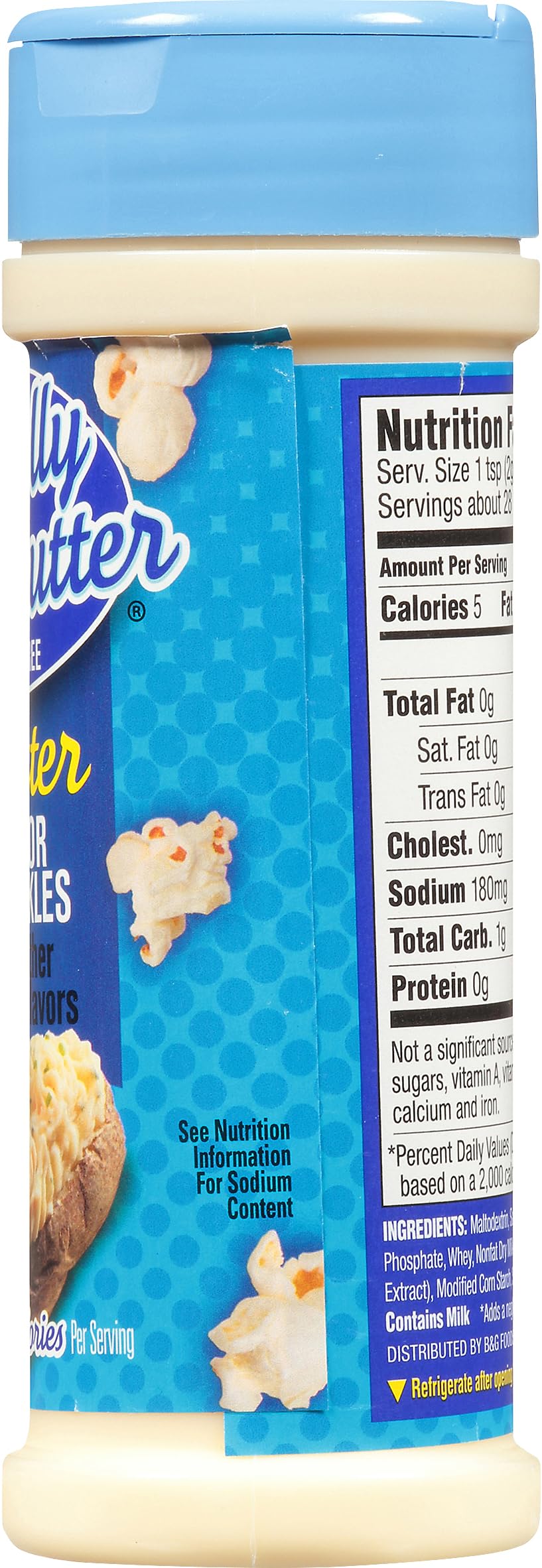 Popcorn with Molly McButter sprinkles for a light buttery lift
