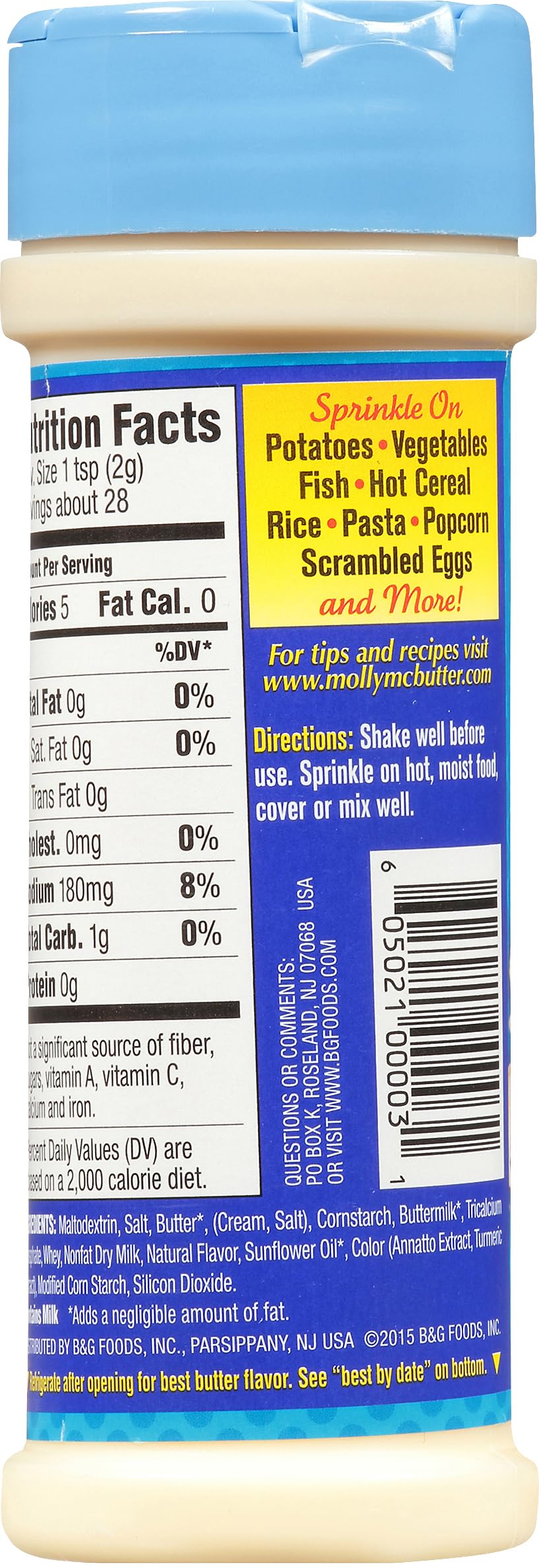 Molly McButter sprinkles on rice and pasta give a creamy butter note