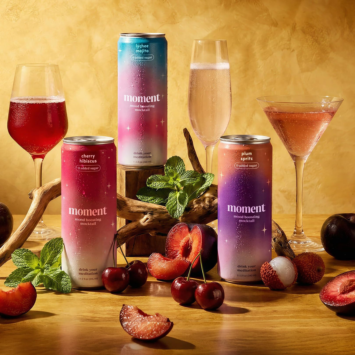 Moment Mocktails Plum Spritz can provides a light, sparkling flavor for social gatherings.