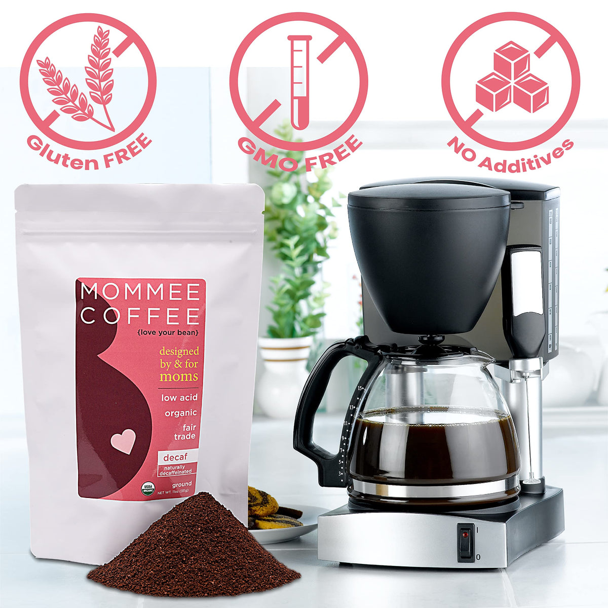 Mommee Coffee decaf aroma caramel—butterscotch notes in every cup.