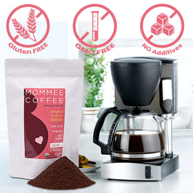 Mommee Coffee decaf aroma caramel—butterscotch notes in every cup.