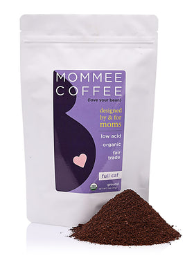 Mommee Coffee full caf ground coffee bag with aroma, smooth medium roast for everyday drip brewing.