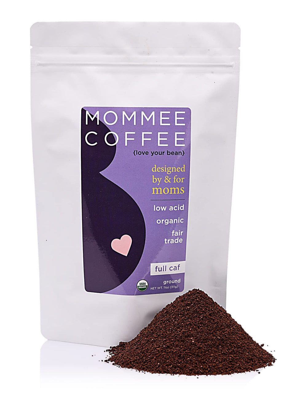 Mommee Coffee full caf ground coffee bag with aroma, smooth medium roast for everyday drip brewing.