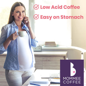 Mommee Coffee steaming cup with caramel aroma highlighting rich, inviting flavor.
