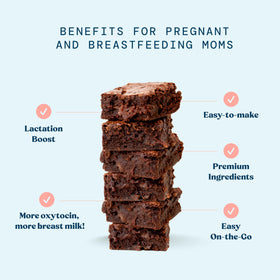 Mommy Knows Best Lactation Brownie double chocolate slice on plate, tasty nursing snack