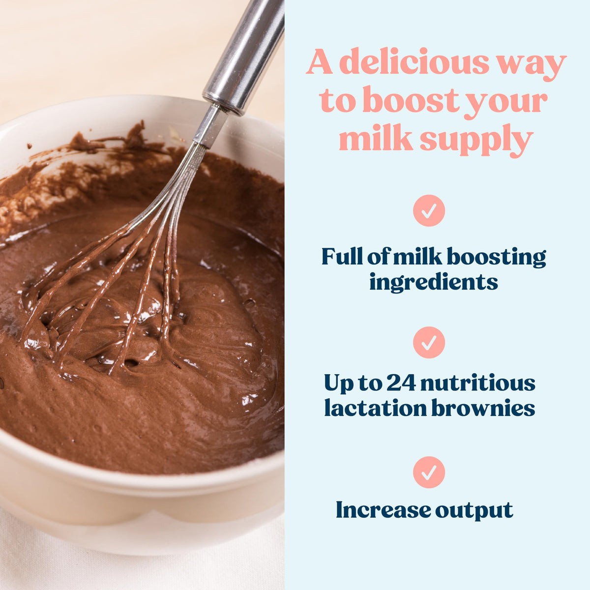 Mommy Knows Best Lactation Brownie nutrition panel highlighting calcium folic acid and iron