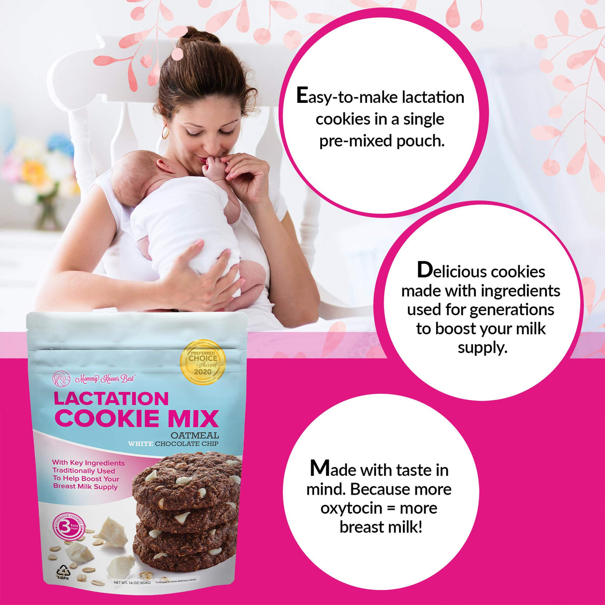 Flax seed included for omega-3 fatty acids in the cookie mix