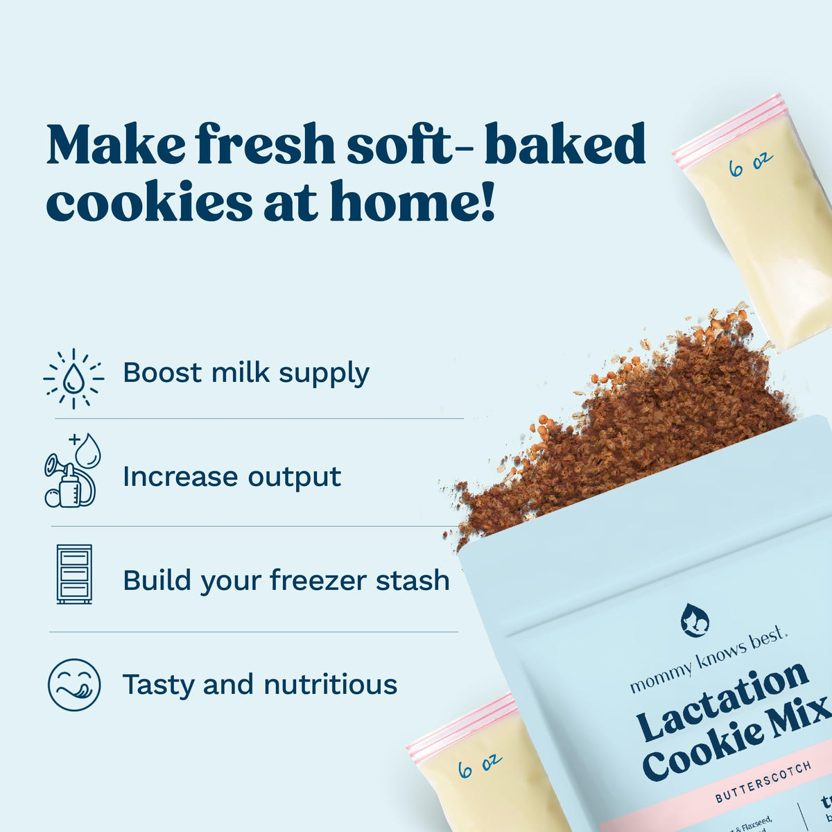 Mommy Knows Best cookies mix oven shot, warm aroma enhances mood during baking.