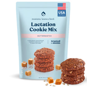 Mommy Knows Best lactation cookies mix pack shot, convenient snack option.