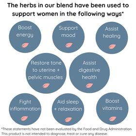 Momstead Restore and Recover tea hot cup: soothing warm beverage for postpartum moments.