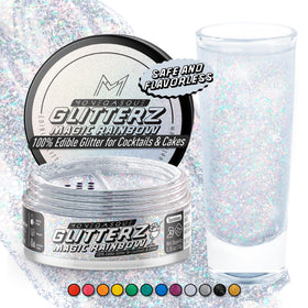 MONÉGASQUE rainbow glitter on a cocktail adds vibrant party appeal.