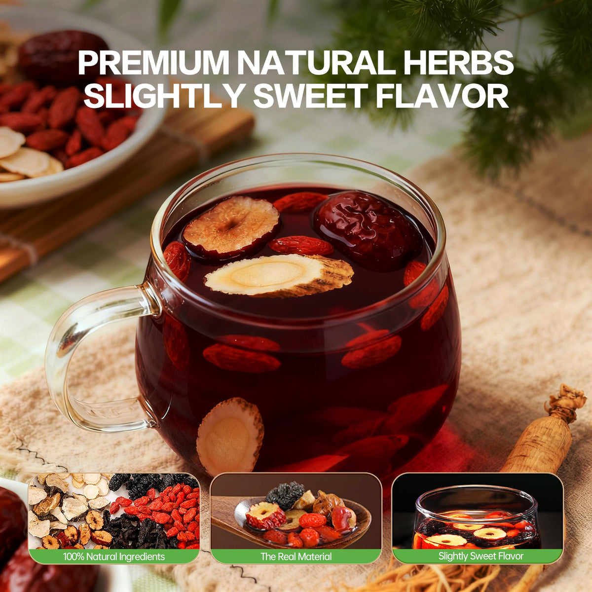 Monbrizz goji berries and red dates showcase nourishing ingredients.