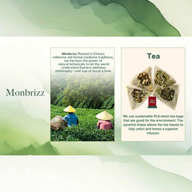 Monbrizz Kidney Tea Formula natural ingredients close-up vivid colors