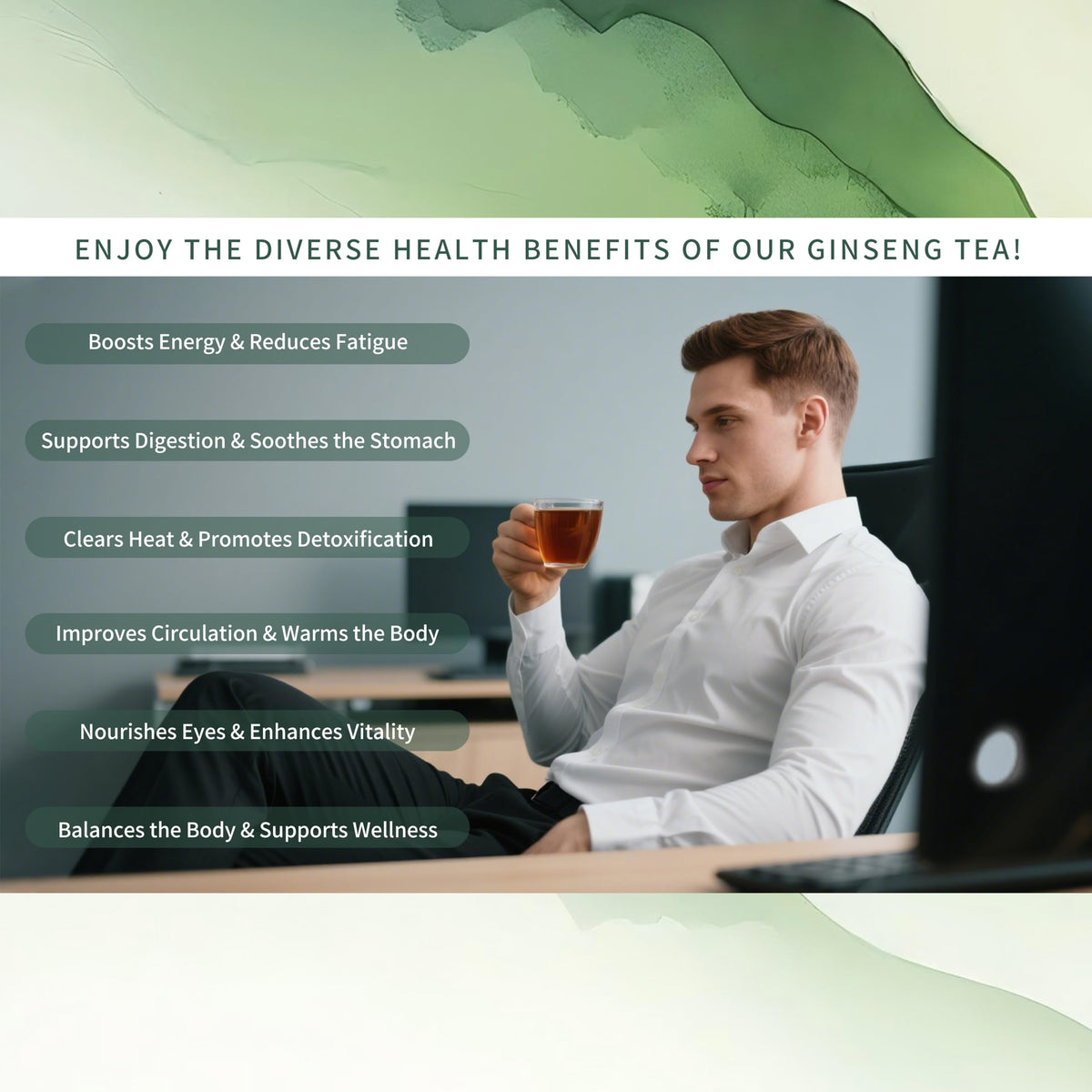 Monbrizz Prostate Tea contains dandelion root and eucommia for balance