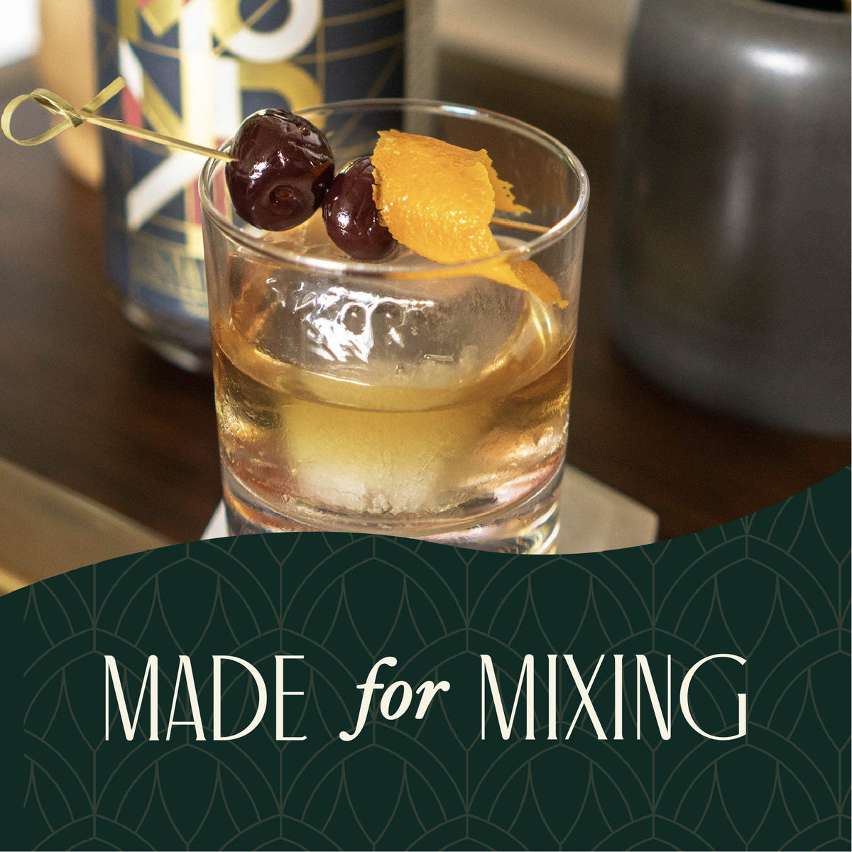 Label on MONDAY Zero Alcohol Whiskey highlighting zero calories and vegan claim
