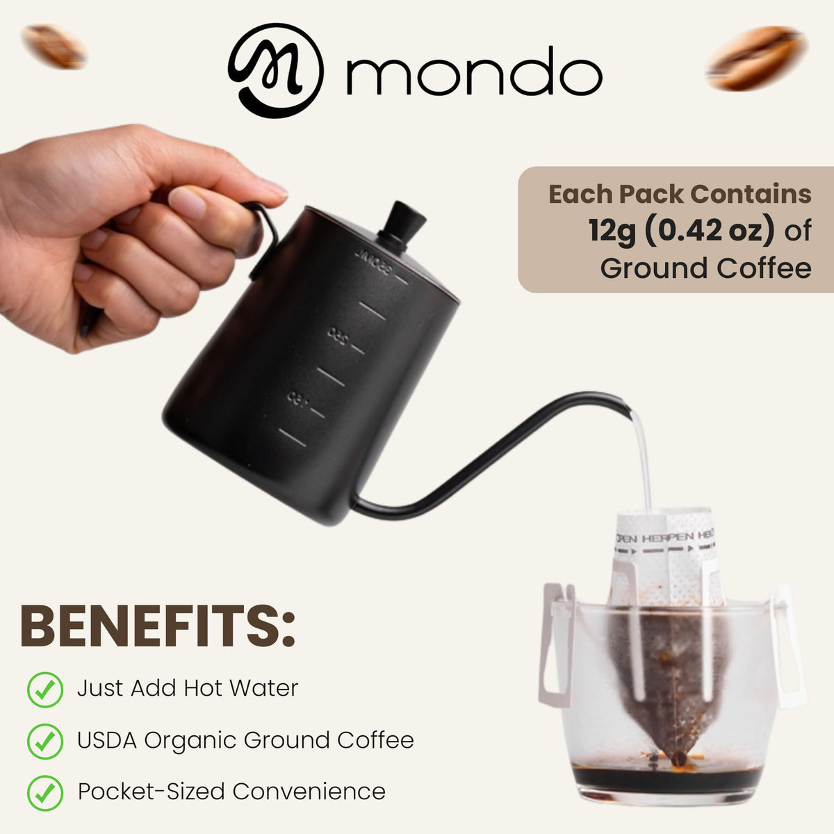 Mondo Drip Coffee Variety Pack – diverse origins in 20 pre-filled packs for quick tastings.
