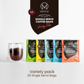 Mondo organic medium roast coffee bags ready for quick, flavorful brewing.