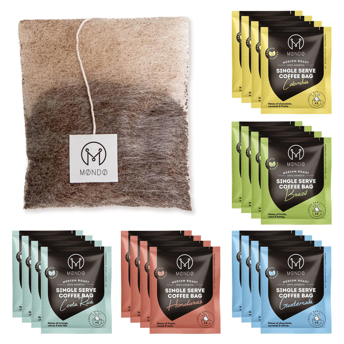 Mondo sampler box with 20 coffee bags, ideal gift and travel companion.