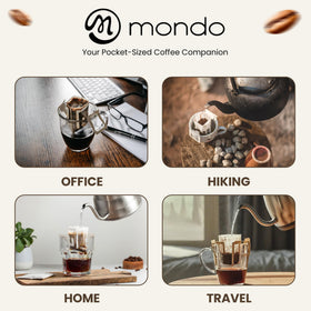 Mondo Travel-Friendly Drip Packs – brewing on the go with no equipment needed.