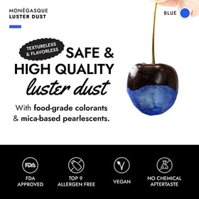 MONÉGASQUE blue glitter dust decorates a cake for a festive topper.