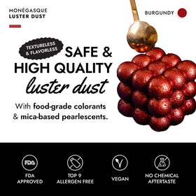 MONÉGASQUE burgundy luster dust adds cake decoration with shimmer.