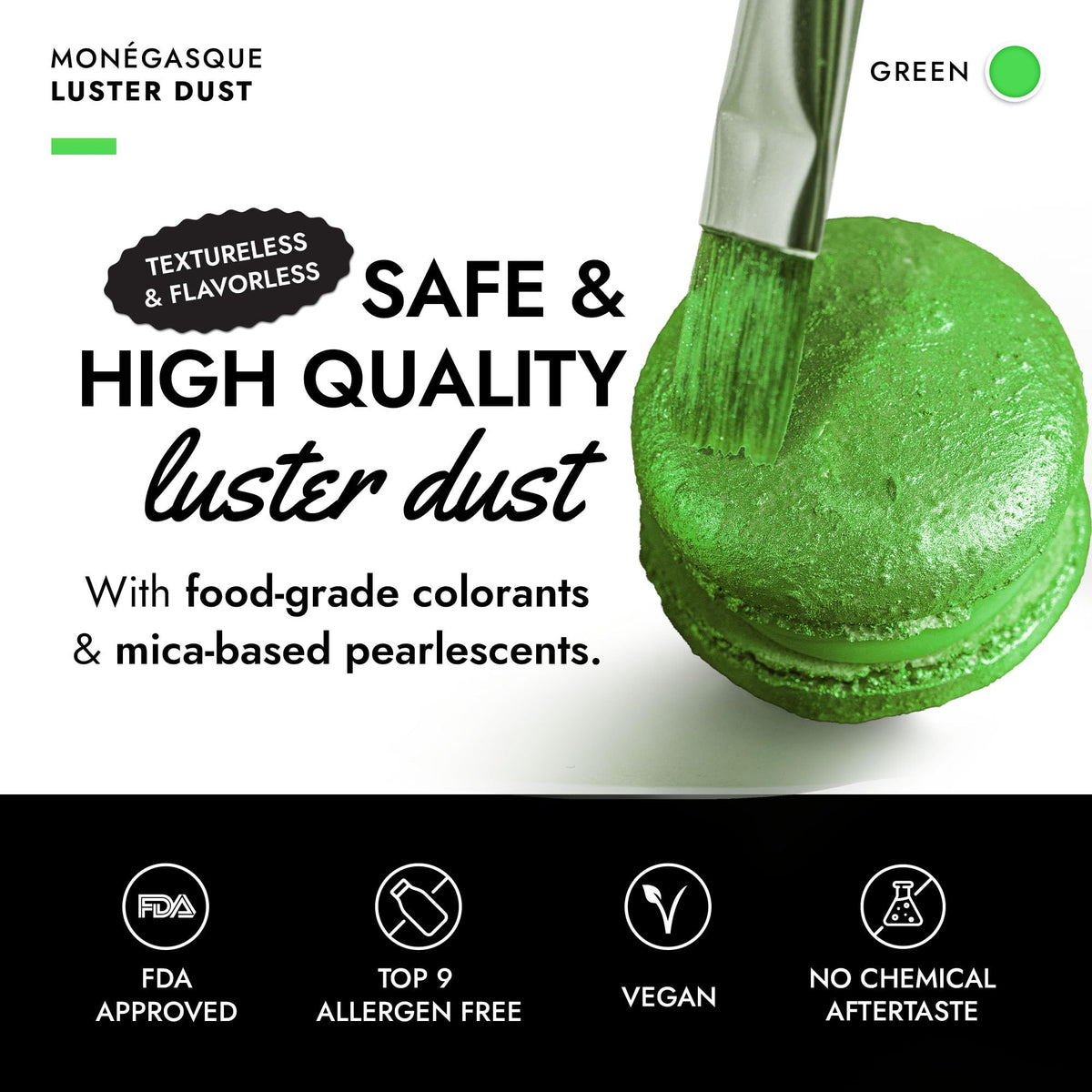 MONÉGASQUE Green edible glitter cake topper creates a shimmering decoration