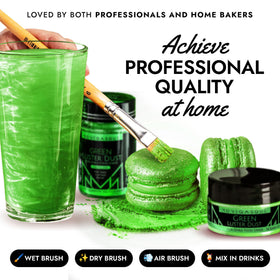 MONÉGASQUE Green luster dust closeup shows premium shine