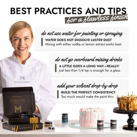 MONÉGASQUE luster dust used with airbrush for even coverage.