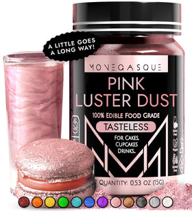 MONÉGASQUE Pink Edible Glitter 15g bottle adds edible shimmer to drinks and desserts