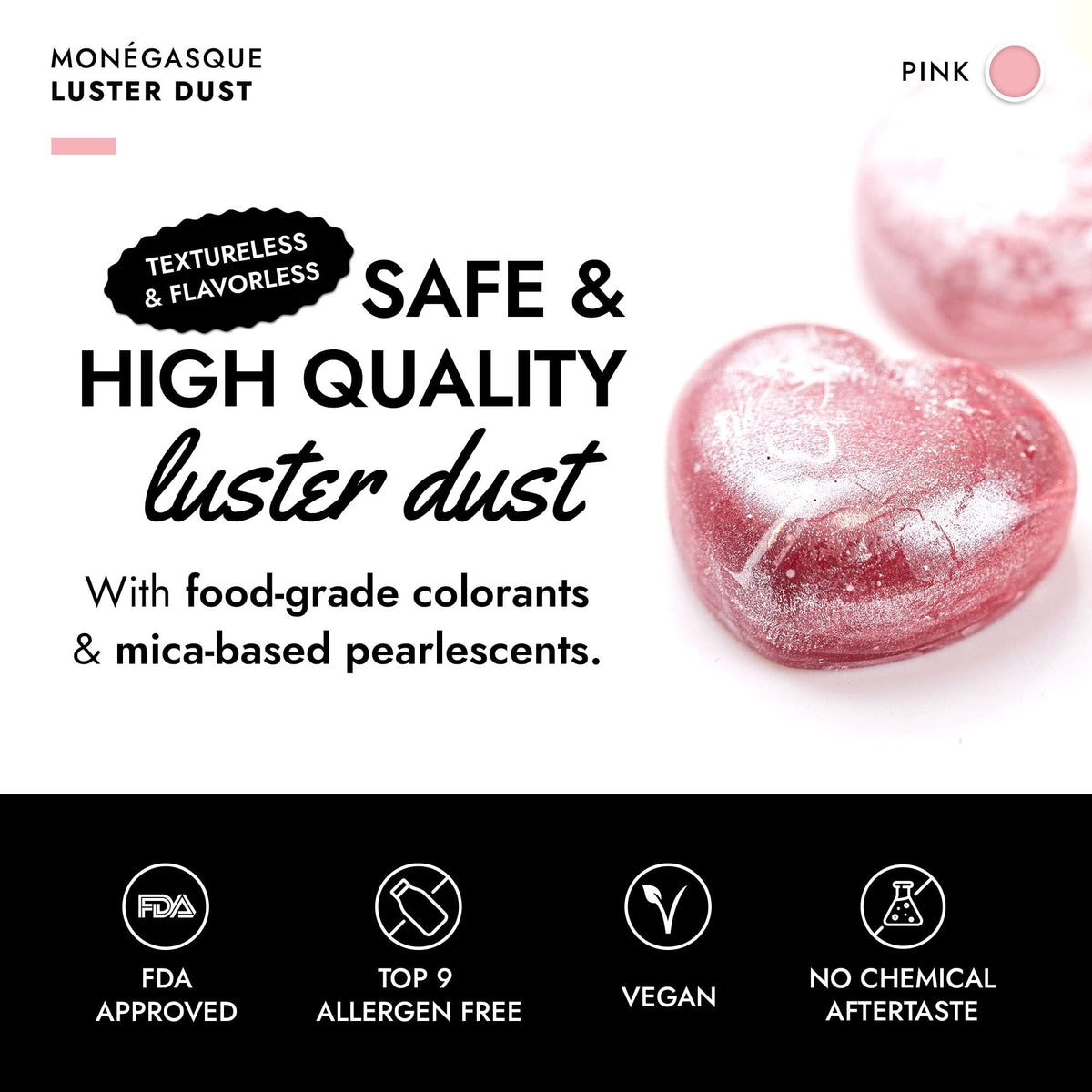 MONÉGASQUE Pink Edible Glitter cocktail glass sparkles safely in beverages