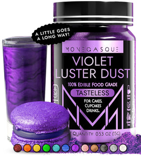 MONÉGASQUE Purple edible glitter bottle adds shimmer to desserts.