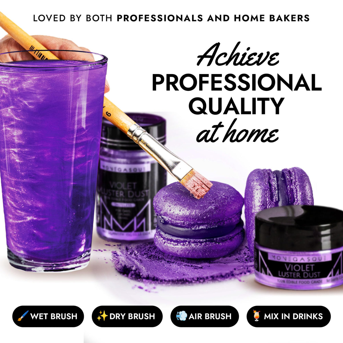 MONÉGASQUE Purple luster dust elevates cakes with color and shine.