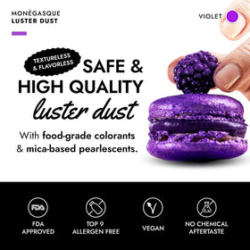 MONÉGASQUE Violet edible glitter enhances cocktails with color.