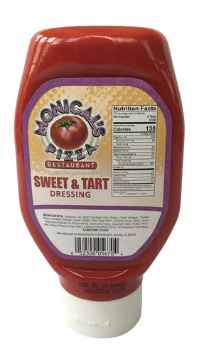 Pouring Monical's Sweet & Tart Dressing enhances sandwiches and dips.