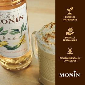Monin Banana Syrup swirling into a creamy mocha creates depth.