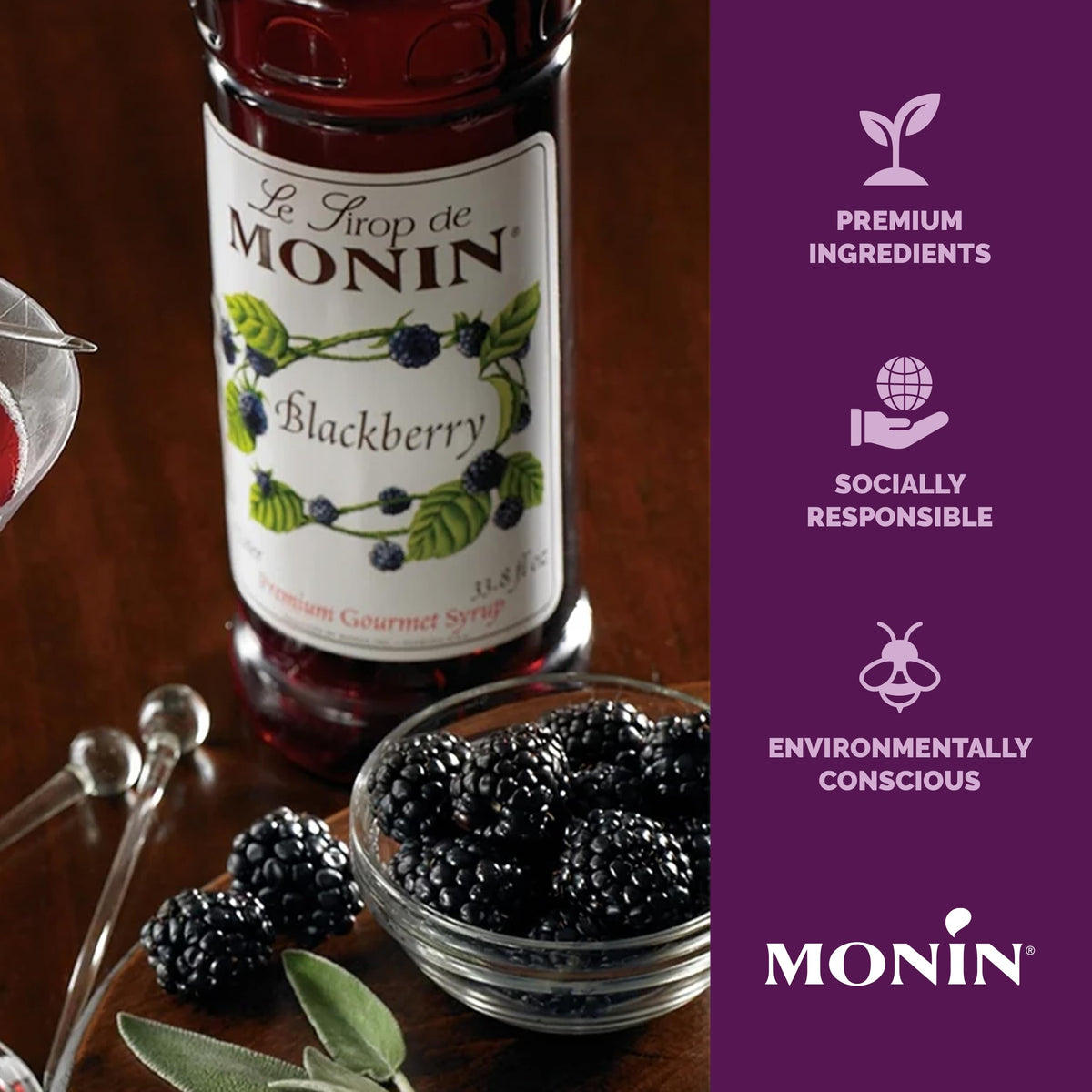 Monin Blackberry Syrup color-rich tea and lemonade tasting moment.